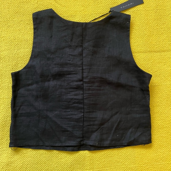 NWT Tahari linen crop top, size XS, black - Picture 2 of 2